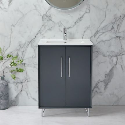 Milano Edge - 610mm Modern Vanity Unit with Basin - Choice of Finish and Handles