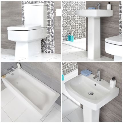 Milano Elswick - Modern Bathroom Suite with Straight Standard Bath