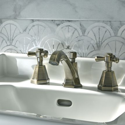 Milano Earlham - Art Deco 3 Tap-Hole Basin Mixer Tap - Choice of Finish