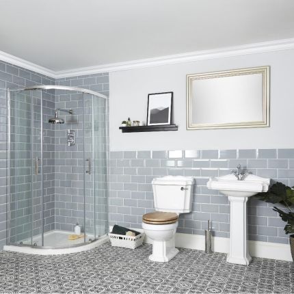 Milano Legend - Shower Suite with Quadrant Enclosure, Toilet and Pedestal Basin