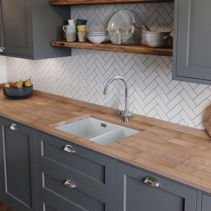 Rangemaster Rustique - 1.5 Bowl Fireclay Ceramic Kitchen Sink - 595mm x 460mm