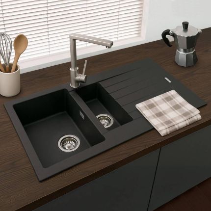 Harlyn Daymer - 1.5 Bowl Granite Kitchen Sink with Reversible Drainer - Choice of Finish