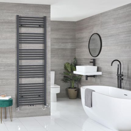 Milano Neva - Dual Fuel Anthracite Heated Towel Rail - Choice of Size
