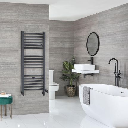 Milano Kent - Dual Fuel Anthracite Straight Heated Towel Rail - Choice of Size