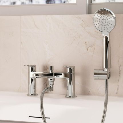 Crosswater Drift - Deck Mounted Bath Shower Mixer Tap with Hand Shower - Choice of Finish