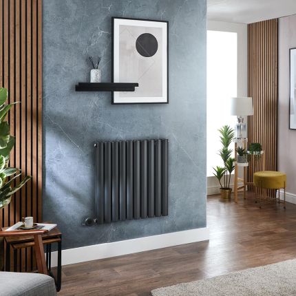 Milano x ECOSO Aruba - Electric Anthracite Horizontal Designer Radiator - Choice of Size and Wi-Fi Thermostat - Plug-In and Hardwired Options