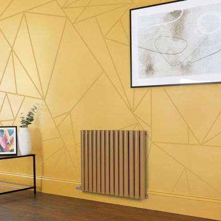Milano Aruba - Electric Autumn Yellow Horizontal Designer Radiator - 635mm Tall - Choice of Size, Thermostat and Cable Cover
