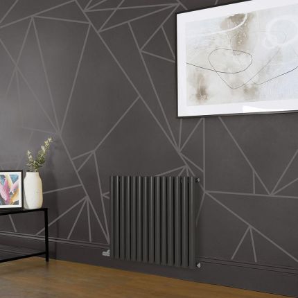 Milano Aruba - Electric Carbon Grey Horizontal Designer Radiator - 635mm Tall - Choice of Size, Thermostat and Cable Cover