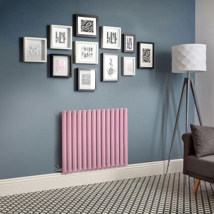 Milano Aruba - Electric Camellia Pink Horizontal Designer Radiator - 635mm Tall - Choice of Size, Thermostat and Cable Cover