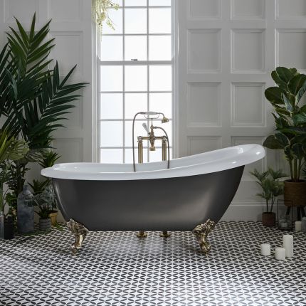 Milano Legend - Traditional Freestanding Slipper Bath - 1710mm x 740mm - Choice of Metallic Colours and Feet Finish