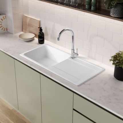 Rangemaster Loa - Single Bowl Granite Inset Kitchen Sink - 1000mm x 500mm - Choice of Finish
