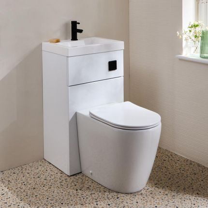 Milano Lurus - Modern Brunswick Toilet and Basin Combination Unit - 500mm x 890mm - Choice of Finish