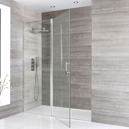 Milano Portland - Chrome Hinged Single Door Shower Enclosure - Choice of Size