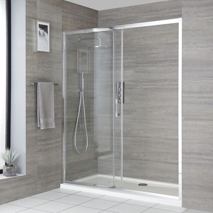 Milano Portland - Sliding Shower Door with Tray - Choice of Sizes