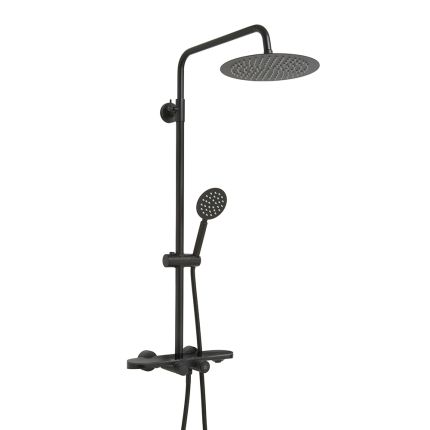 Milano Elsie - Modern Thermostatic Bar Shower Valve with Round Shower Head, Hand Shower and Spout - Choice of Finish