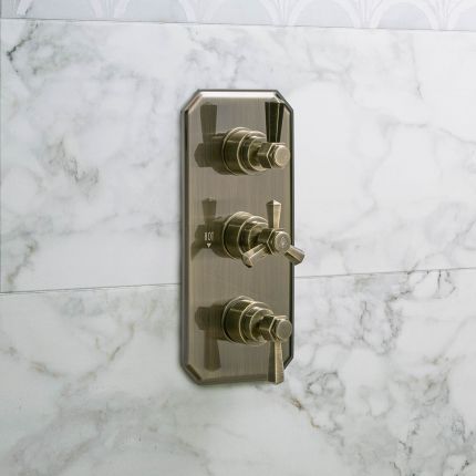 Milano Earlham - Art Deco 2 Outlet Triple Thermostatic Shower Valve - Choice of Finish