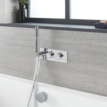 Milano Mirage - Chrome Thermostatic Shower with Diverter, Overflow Bath Filler and Hand Shower (2 Outlet)