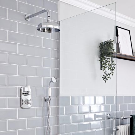 Milano Elizabeth - Traditional Concealed Thermostatic Twin Diverter Shower Valve - Chrome and White