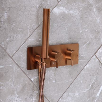Milano Otto - Modern Twin Diverter Thermostatic Shower Valve with Hand Shower - Choice of Finish