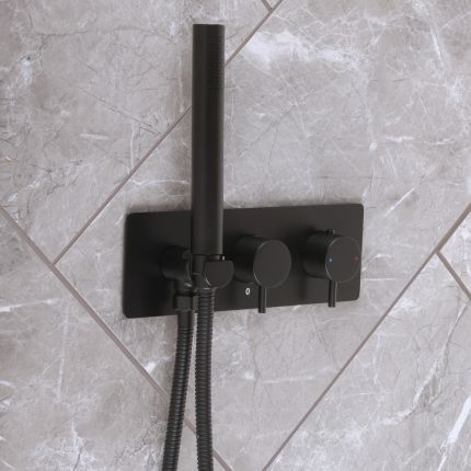 Milano Otto - Modern Twin Diverter Thermostatic Shower Valve with Hand Shower - Choice of Finish