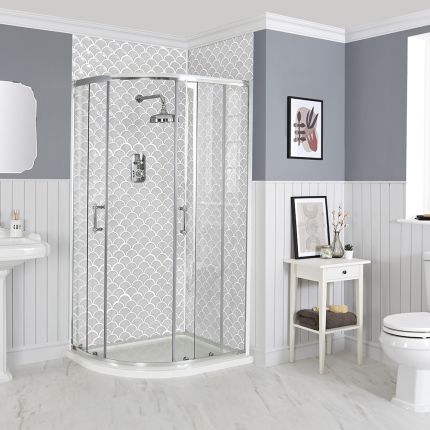 Milano Langley - Chrome Traditional Offset Quadrant Shower Enclosure - Choice of Size