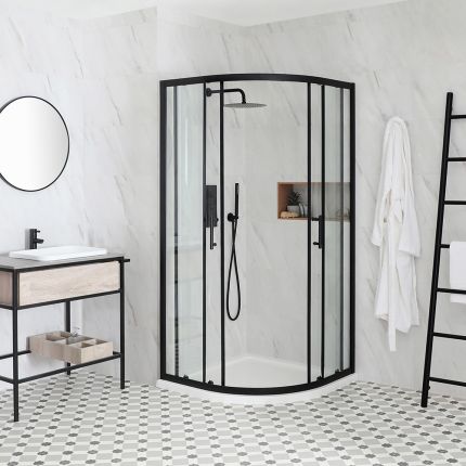 Milano Nero - Black Quadrant Shower Enclosure - Choice of Sizes
