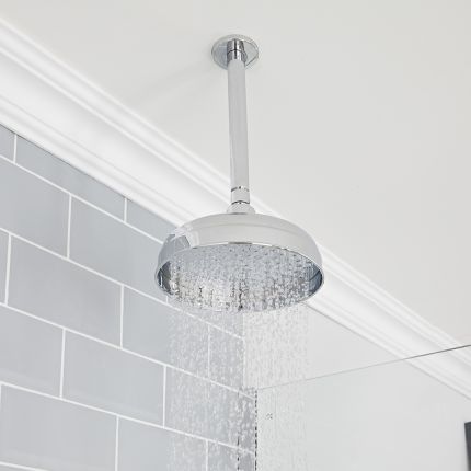 Milano Elizabeth - Chrome 200mm Traditional Apron Shower Head and Ceiling Arm
