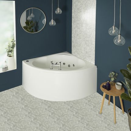 Milano Newby - Whirlpool Corner Spa Bath with Panel - 1200mm x 1200mm
