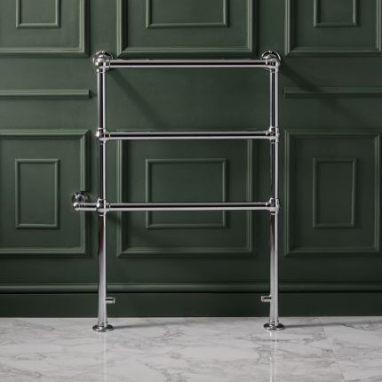 Milano Derwent - Traditional Minimalist Chrome Electric Heated Towel Rail - 966mm x 673mm