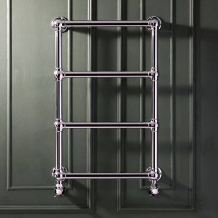 Milano Derwent - Wall Mounted Traditional Chrome Minimalist Heated Towel Rail - Choice of Size