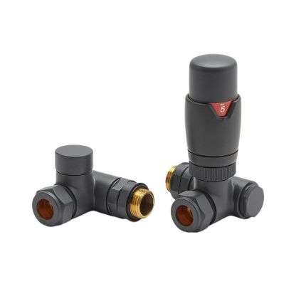 Milano - Anthracite Thermostatic Dual Fuel Corner Radiator Valves