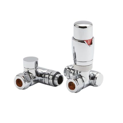 Milano - Chrome Thermostatic Dual Fuel Corner Radiator Valves