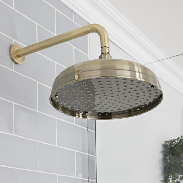 Milano Elizabeth - 300mm Traditional Apron Shower Head - Brushed Gold