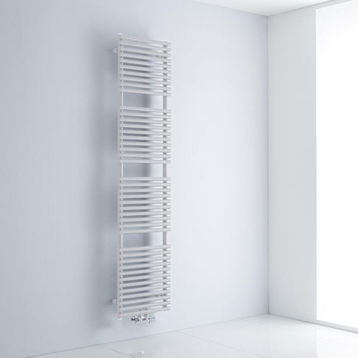 Milano Via - White Central Connection Bar on Bar Heated Towel Rail - 1823mm x 400mm