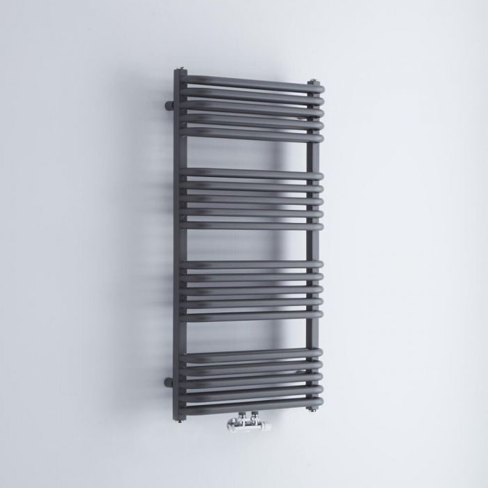Milano Bow - Anthracite D-Bar Central Connection Heated Towel Rail - 1000mm x 500mm