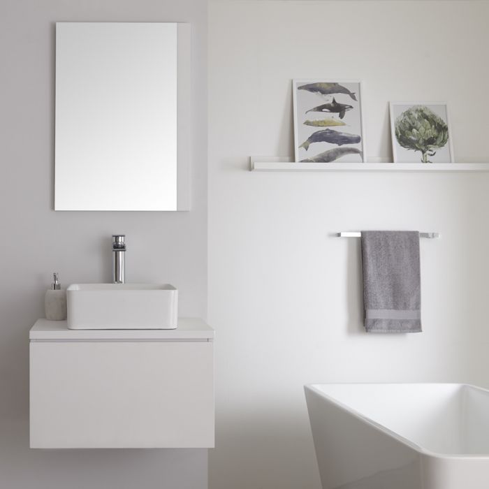White 600mm Wall Hung Vanity Unit With, Countertop Vanity Unit 600mm White