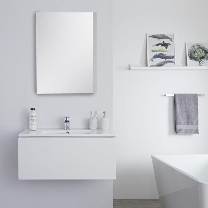 Milano Oxley - White 800mm Wall Hung Vanity Unit with Basin