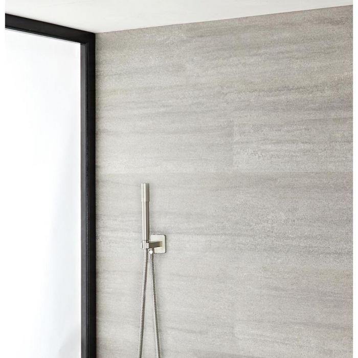 Milano Ashurst - Round Shower Kit with Integrated Outlet Elbow and Bracket - Brushed Nickel