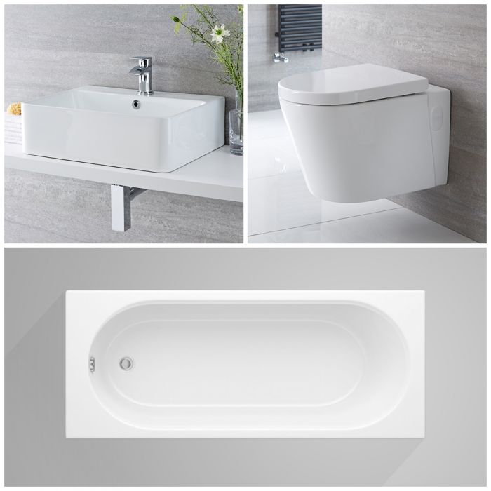 Milano Farington - Complete Modern Bathroom Suite with Standard Bath and Taps