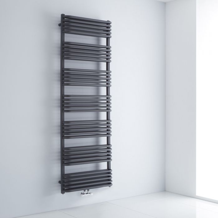 Milano Bow - Anthracite D-Bar Central Connection Heated Towel Rail - 1800mm x 600mm