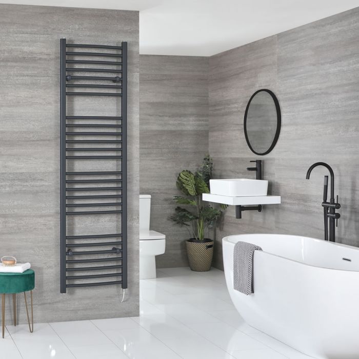 Milano Artle Electric - Anthracite Flat Heated Towel Rail - 1800mm x 500mm