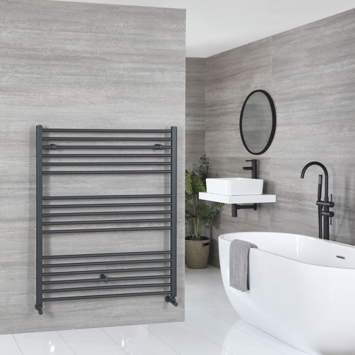 Milano Artle - Anthracite Flat Heated Towel Rail - 1200mm x 1000mm