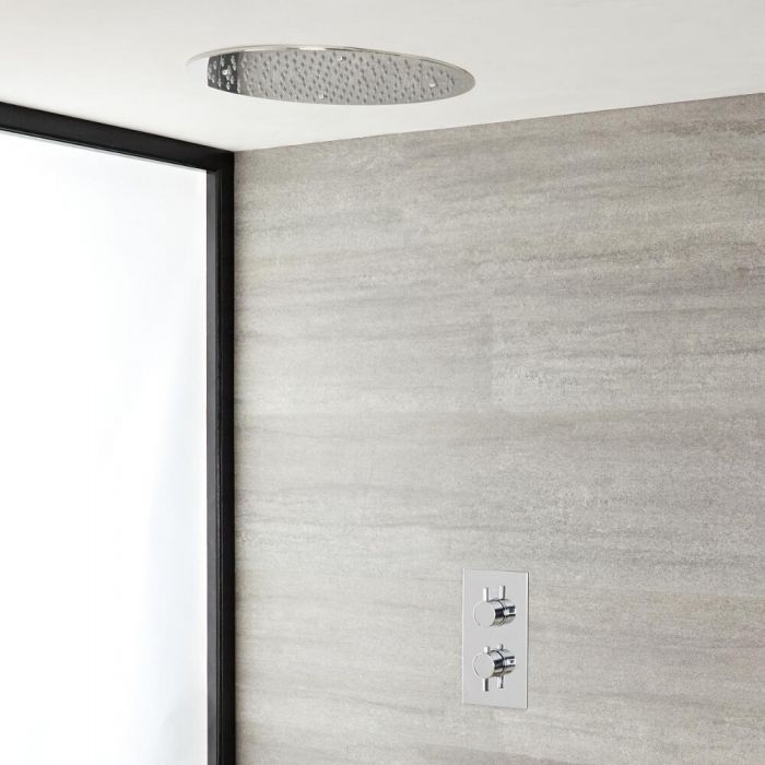Milano Mirage - Chrome Thermostatic Shower with Recessed Shower Head (1 Outlet)