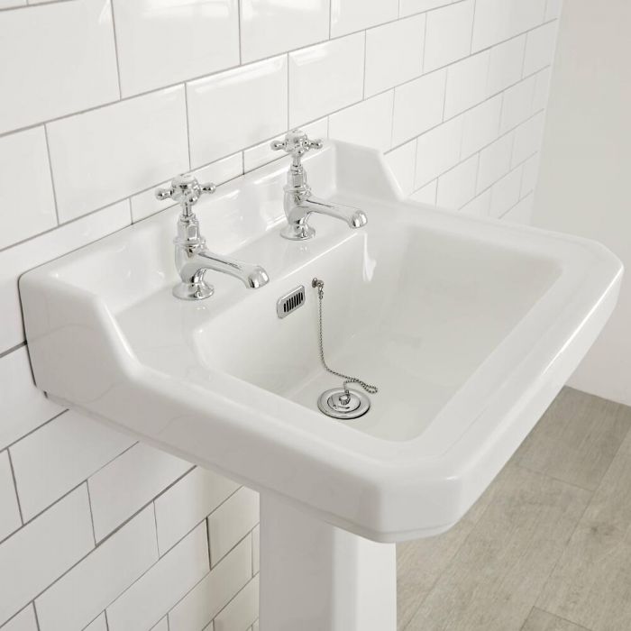 Milano Richmond - White Traditional Square Cloakroom Basin with Full ...