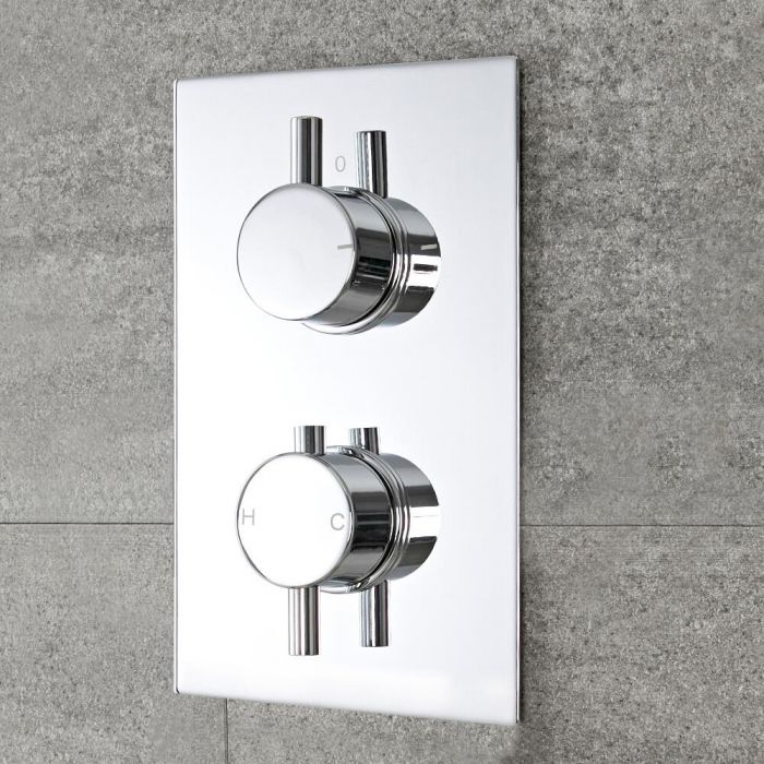 Milano Mirage - Round 2 Outlet Twin Diverter Thermostatic Shower Valve - Chrome
