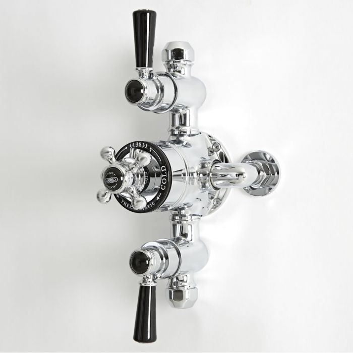 Milano Elizabeth - Traditional Triple Exposed Thermostatic Shower Valve - Chrome and Black