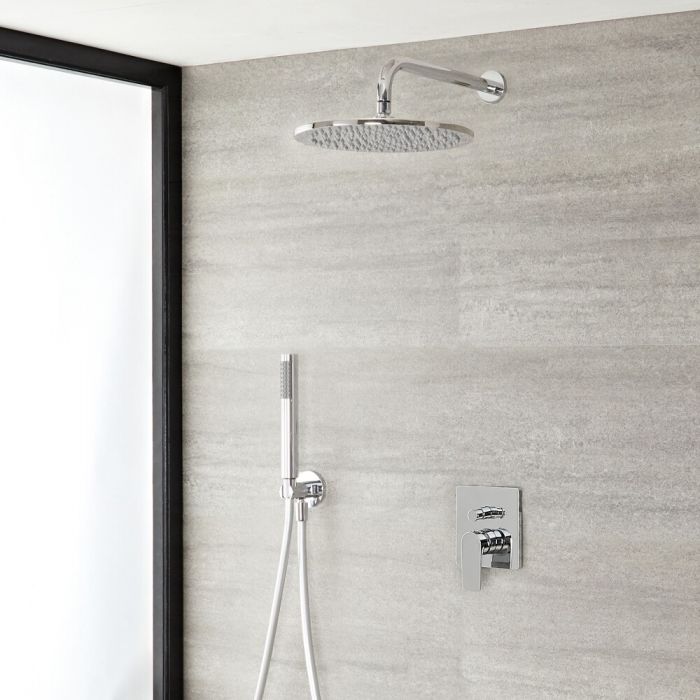 Milano Ashurst - Manual Diverter Shower Valve with 300mm Round Head and Hand Shower - Chrome