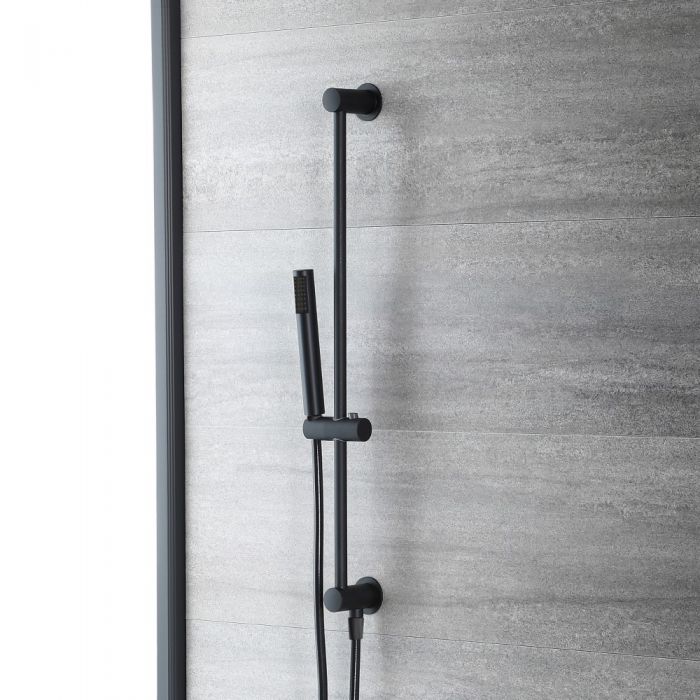 Milano Nero - Modern Riser Rail Kit with Hand Shower and Outlet Elbow - Black