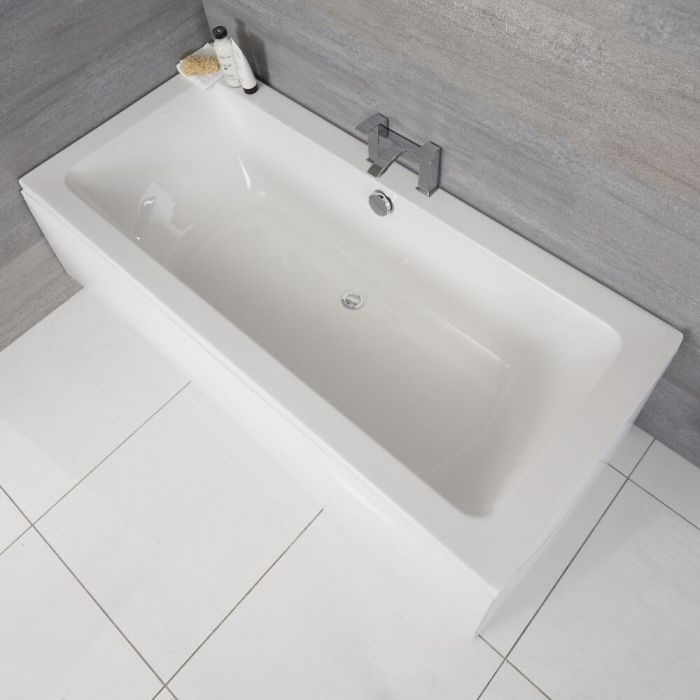 Milano Elswick - White Modern Double-Ended Standard Bath - 1800mm x 800mm
