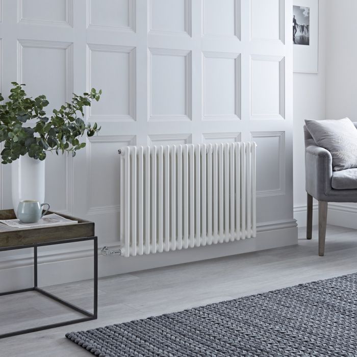 Milano Windsor - Traditional 22 x 2 Column Electric Radiator Cast Iron Style White - 600mm x 1010mm (Horizontal) - with Choice of Wi-Fi Thermostat